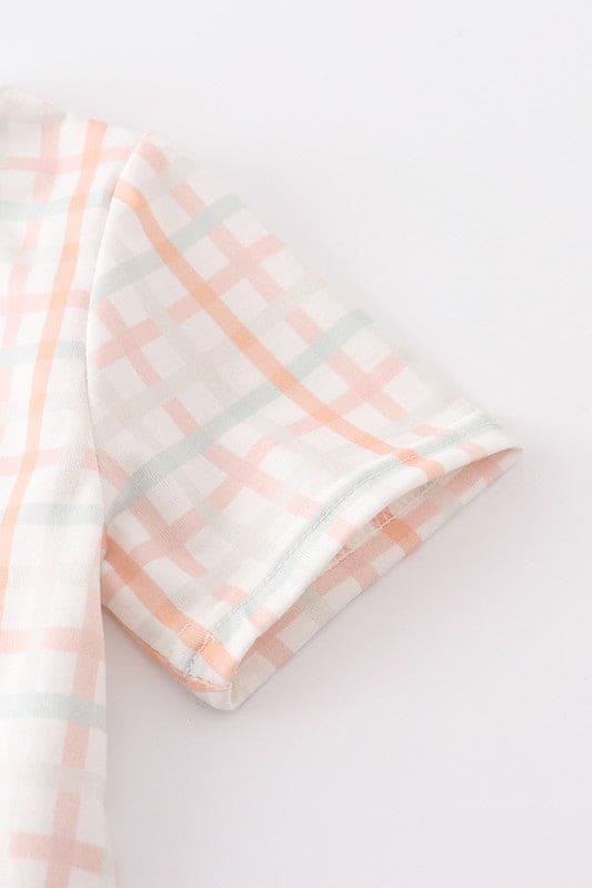 Cow french knot plaid boy short set
