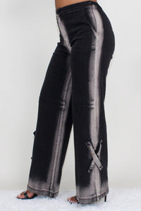 WHIMSY BLACK LINE WASHED CASUAL DENIM JEANS