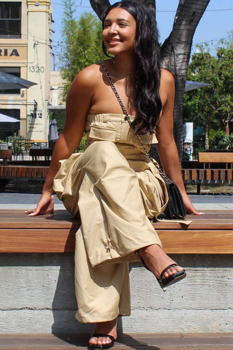 Athina safari multi pocket belted jumpsuit