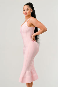 Blush Elegance Mermaid Midi Dress
