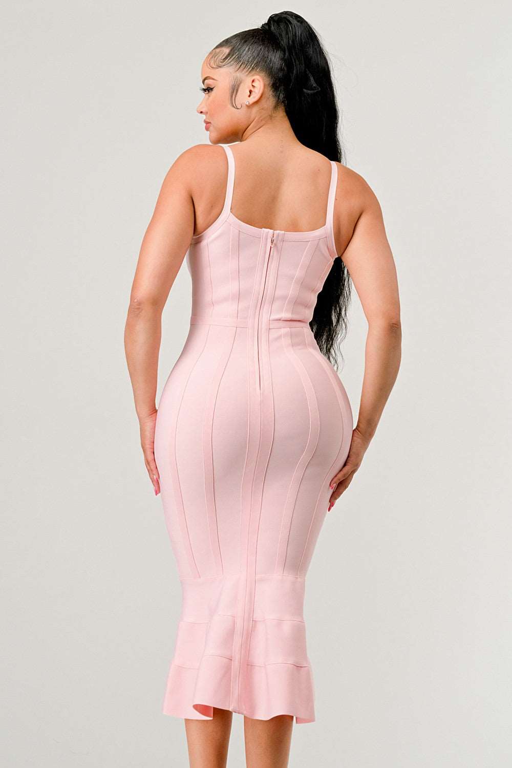 Blush Elegance Mermaid Midi Dress