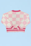 Checkered knit cardigan