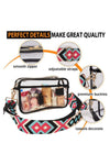 Wholesale White Contrast Edge Tassel Geo Print Strap Clear Shoulder Bag