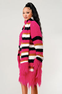 Winter Blush Fuzzy Striped Sweater