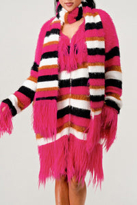 Winter Blush Fuzzy Striped Sweater