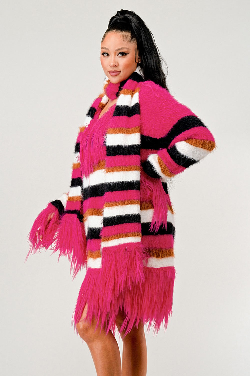 Winter Blush Fuzzy Striped Sweater