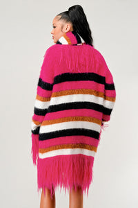 Winter Blush Fuzzy Striped Sweater
