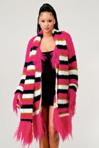 Winter Blush Fuzzy Striped Sweater
