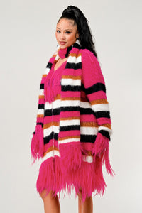 Winter Blush Fuzzy Striped Sweater