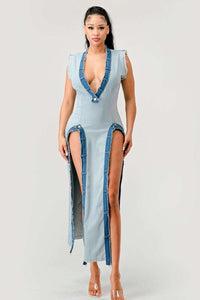 Denim Trip Pullover Dress