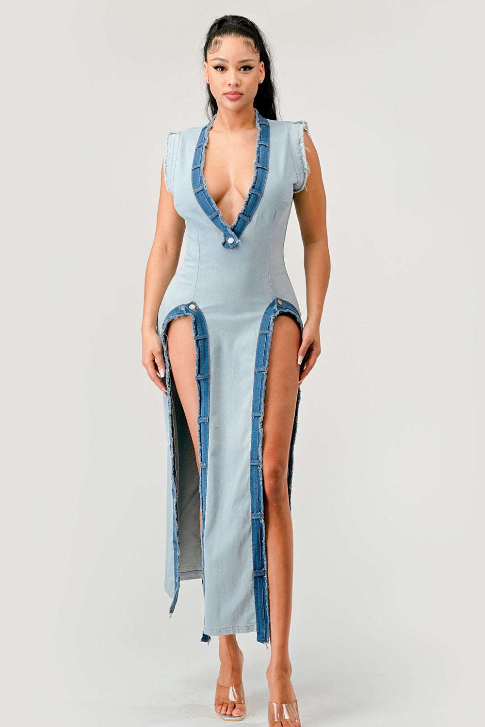 Denim Trip Pullover Dress
