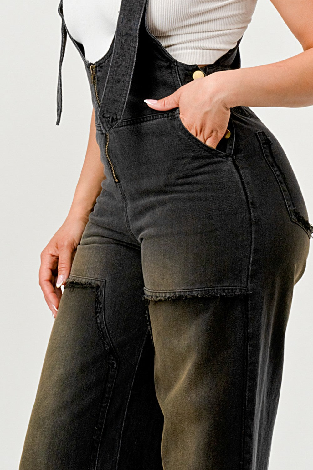 Urban Noir Denim Overalls Black Jumpsuit new