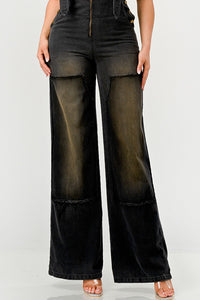 Urban Noir Denim Overalls Black Jumpsuit new