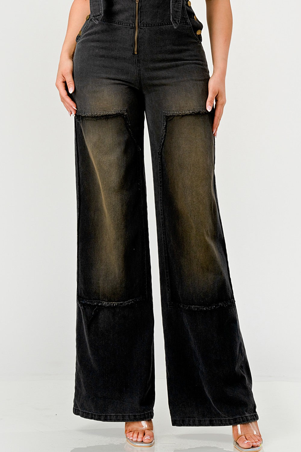 Urban Noir Denim Overalls Black Jumpsuit new