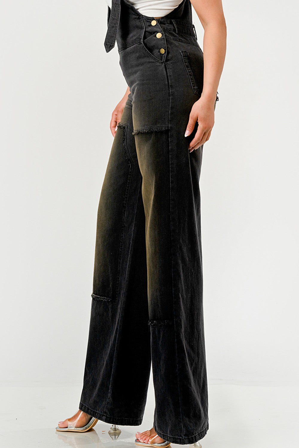 Urban Noir Denim Overalls Black Jumpsuit new