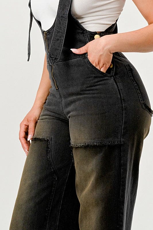 Urban Noir Denim Overalls Black Jumpsuit