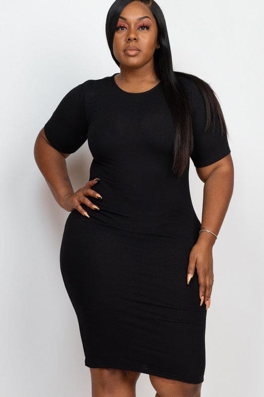 Plus Ribbed Bodycon Midi Dress LURE Plus Ribbed Bodycon Midi Dress LURE