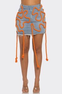 Tangerine Trace Denim Skirt