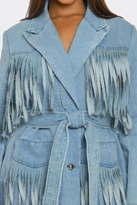 Fringed Denim Trench