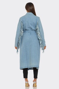 Fringed Denim Trench