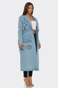 Fringed Denim Trench