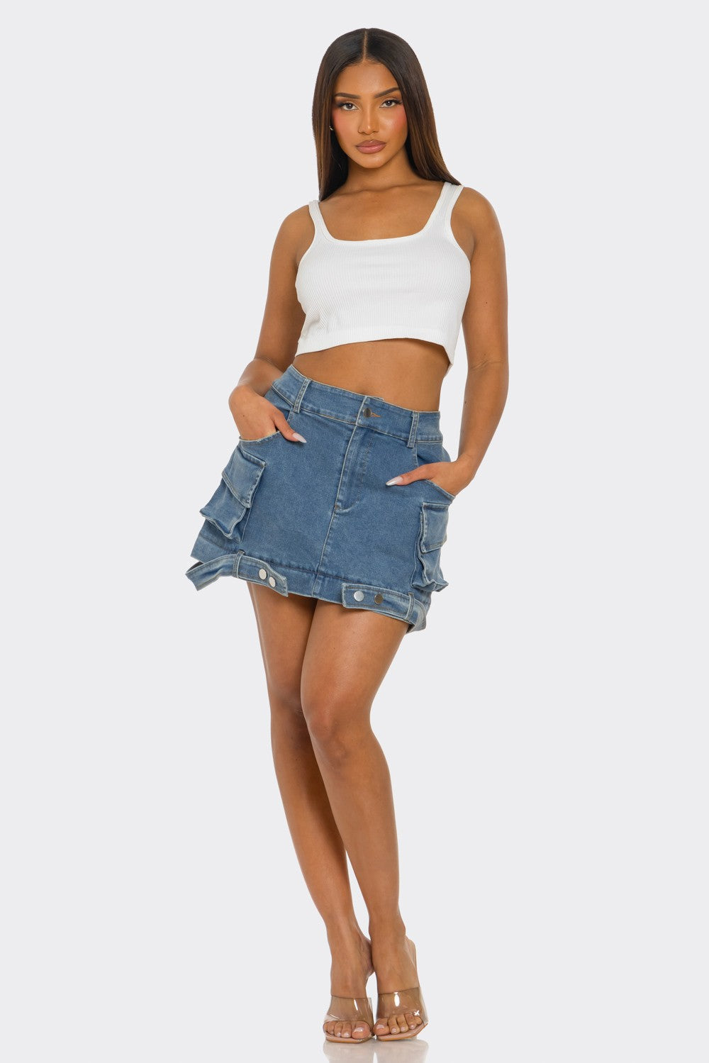 Utility Denim Maxi Skirt