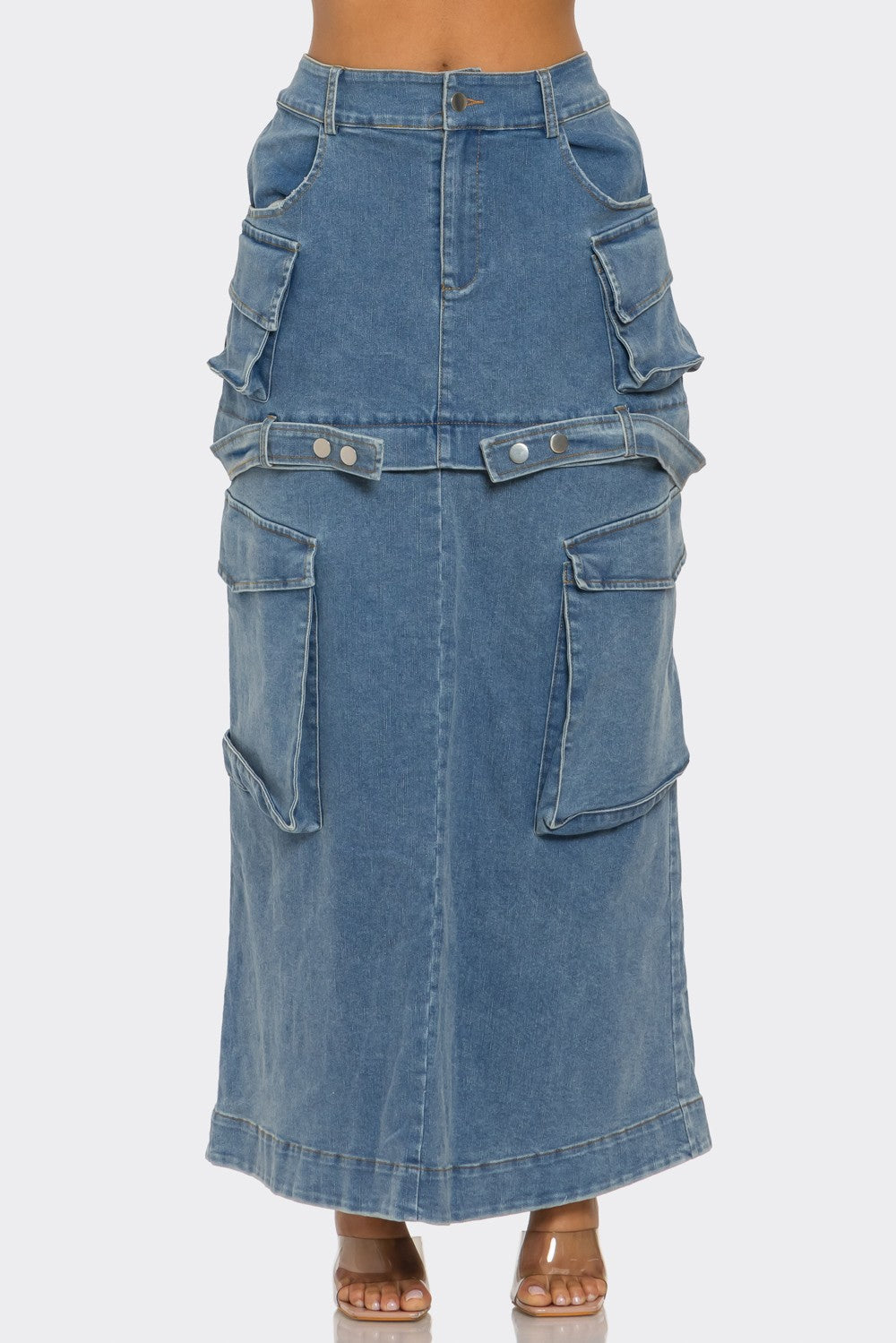 Utility Denim Maxi Skirt