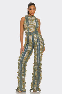 Sahara Fringe Textured Jumpsuit