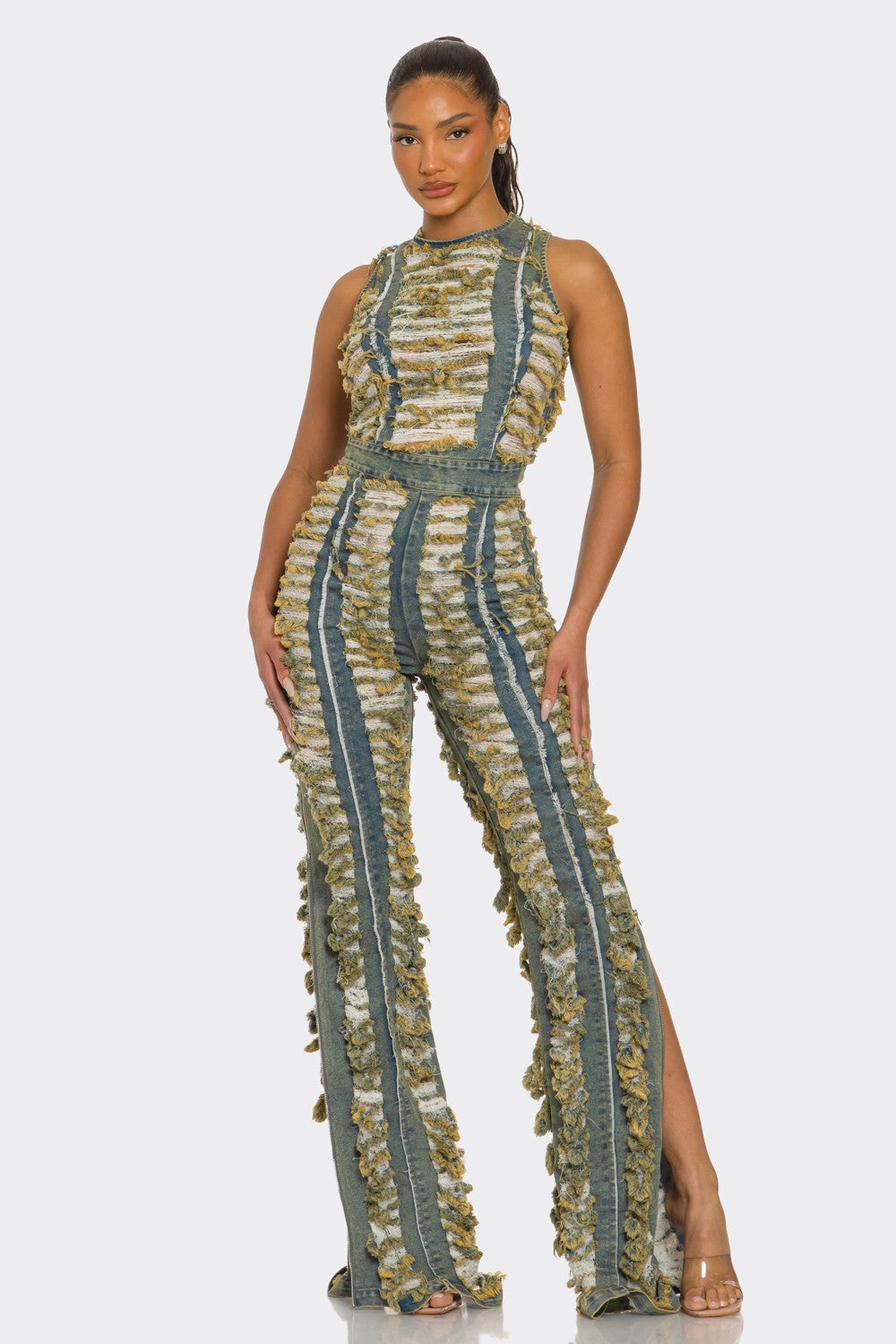 Sahara Fringe Textured Jumpsuit
