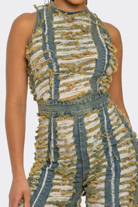 Sahara Fringe Textured Jumpsuit