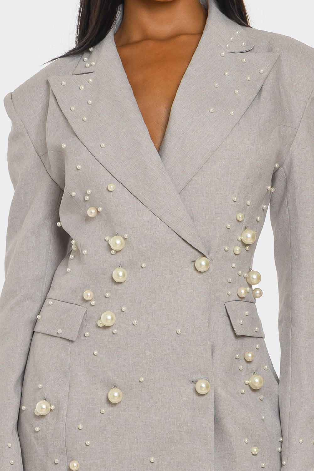 PLUS Monet Pearl Embellished Blazer Dress