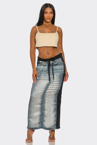 Fade Game Hybrid Denim Maxi Skirt