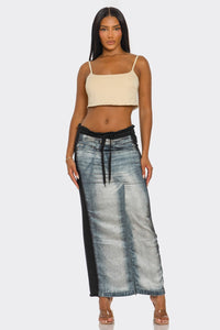 Fade Game Hybrid Denim Maxi Skirt
