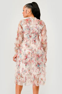 Floral Ruffle Sheer Midi Dress