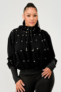 Grommet Detail Drawstring Hoodie