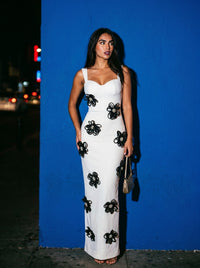Monochrome Bloom Bustier Maxi Dress