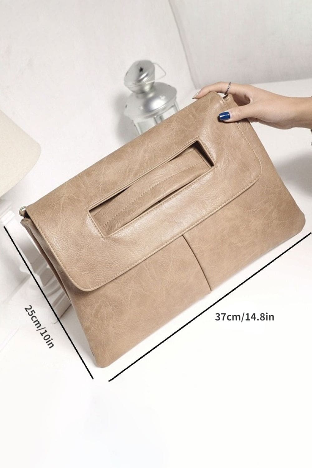 Oatmeal PU Leather Large Capacity Shoulder Bag