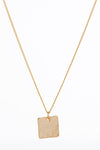 Twisted ring and square pendant necklace set - gol