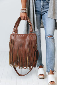 Chestnut Vintage Fringed Leather Shoulder Bag