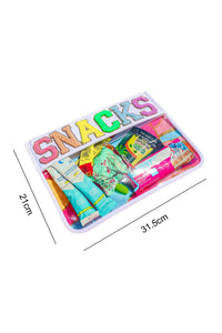 Black SNACKS Chenille Letters Zipped Clear Pouch