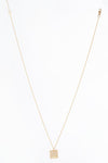 Twisted ring and square pendant necklace set - gol