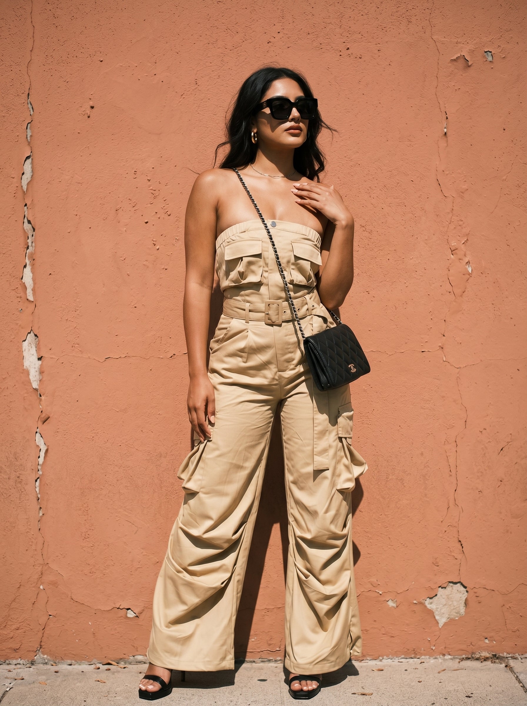 Athina safari multi pocket belted jumpsuit