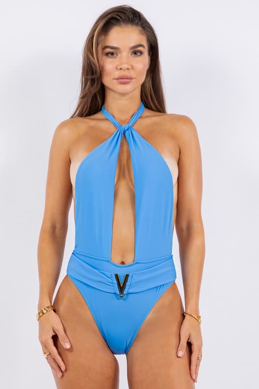 ONE PIECE BATHING SUIT DEEP OPEN WITH BELT ON WAIS