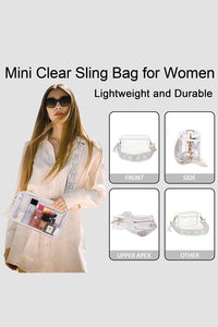 Wholesale White Contrast Edge Tassel Geo Print Strap Clear Shoulder Bag