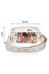 Wholesale White Contrast Edge Tassel Geo Print Strap Clear Shoulder Bag