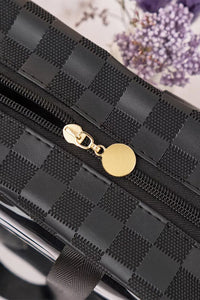 Black Checkered PVC Clear Cosmetic Bag