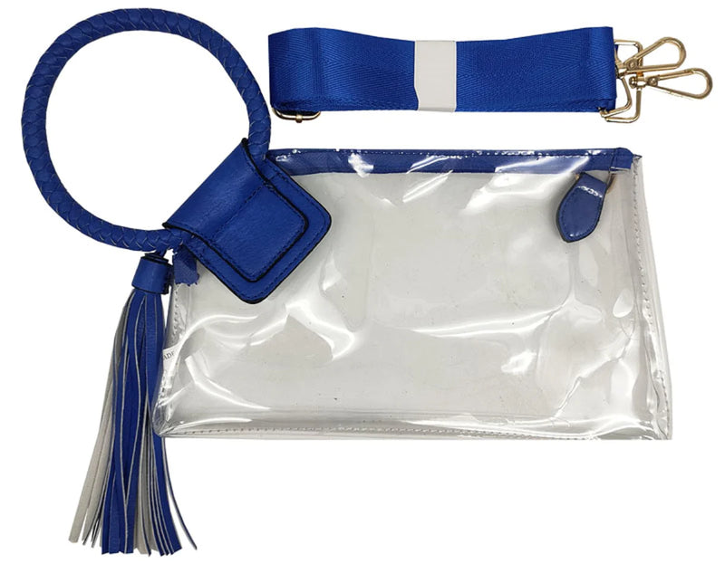 Stadium See Through Clear Cuff Handle Tassel Clutch