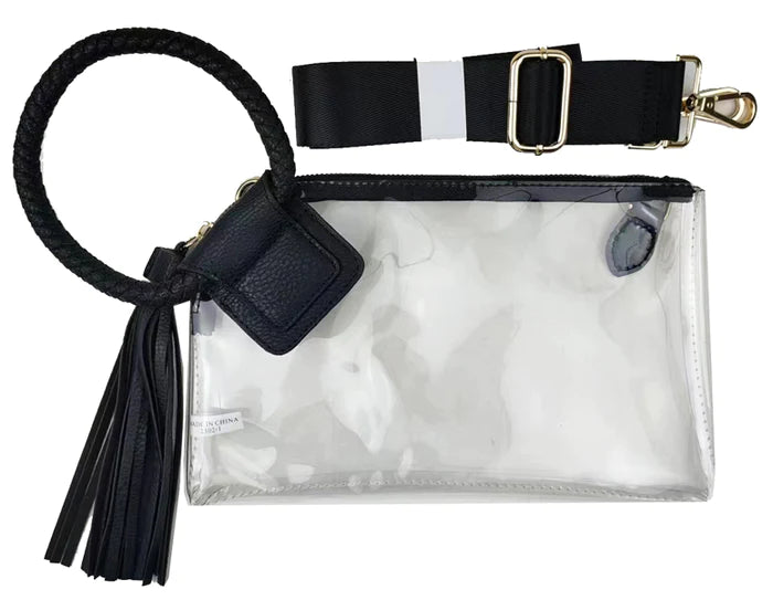 Stadium See Through Clear Cuff Handle Tassel Clutch