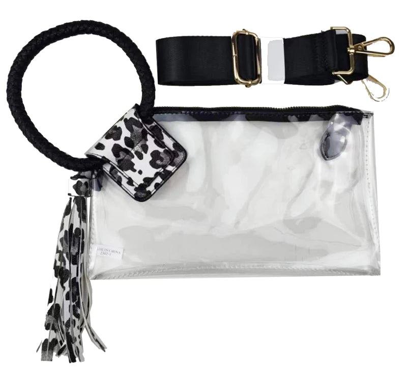 Stadium See Through Clear Cuff Handle Tassel Clutch