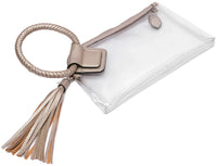 Stadium See Through Clear Cuff Handle Tassel Clutch